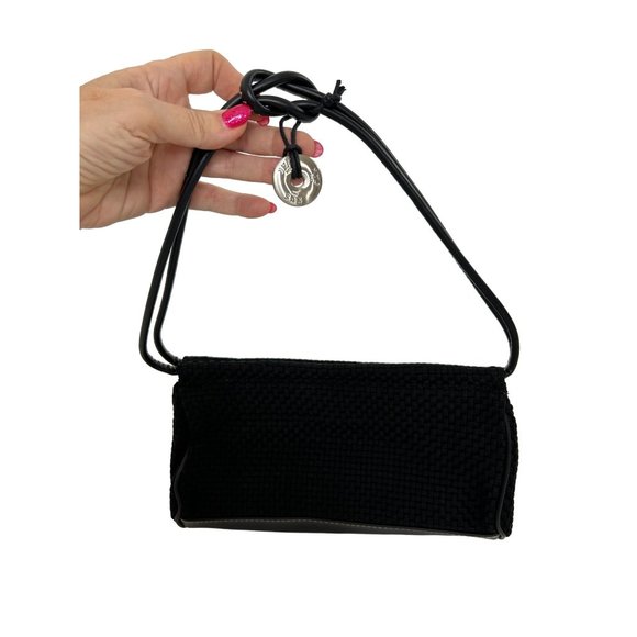 The Sak Women’s Black Purse Fabric Weave Faux Leather Rectangle Snap Pockets - Picture 1 of 17